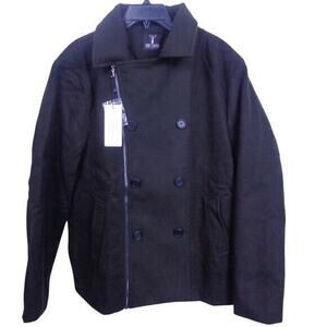 Tom's Ware Fashion Single Breasted Zip Wool‎ Blend Coat Dark Brown Size Large